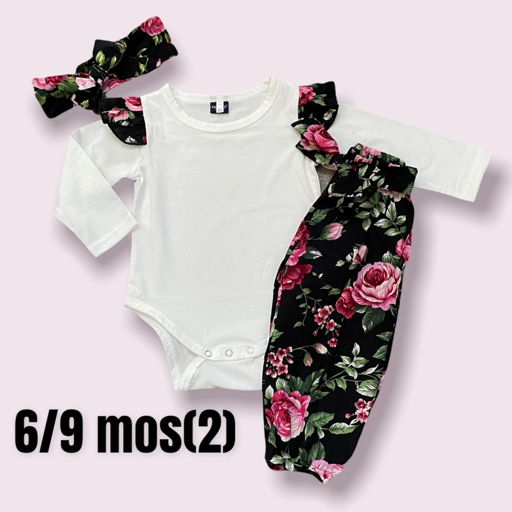 Boutique Baby Girls 3pc Floral Outfit